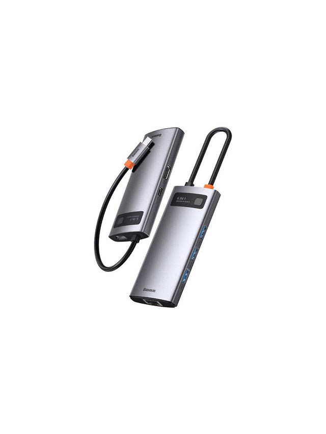 Hub répartiteur USB-C Baseus Metal Gleam 6 en 1 – HDMI 4K, PD 100 W, 3x USB 3.0