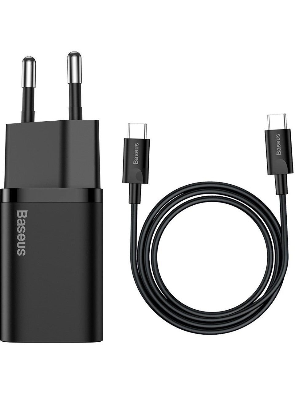 Pack Baseus Super Si : adaptateur de charge rapide 25 W + câble Type-C vers Type-C 1 m – Noir