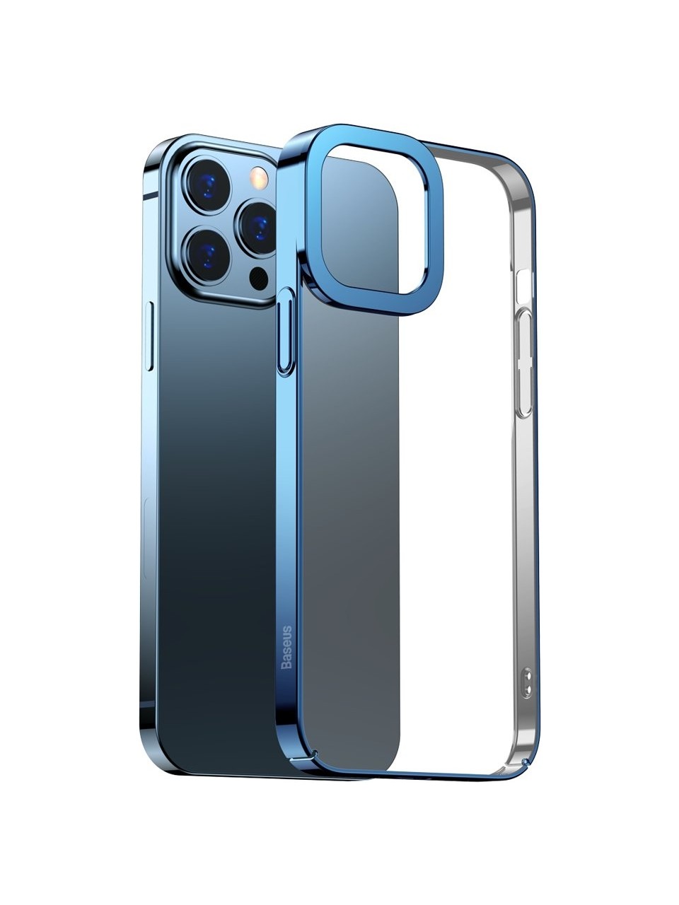 Coque Baseus Glitter iPhone 13 Pro Max 6,7" – transparente à bords bleus