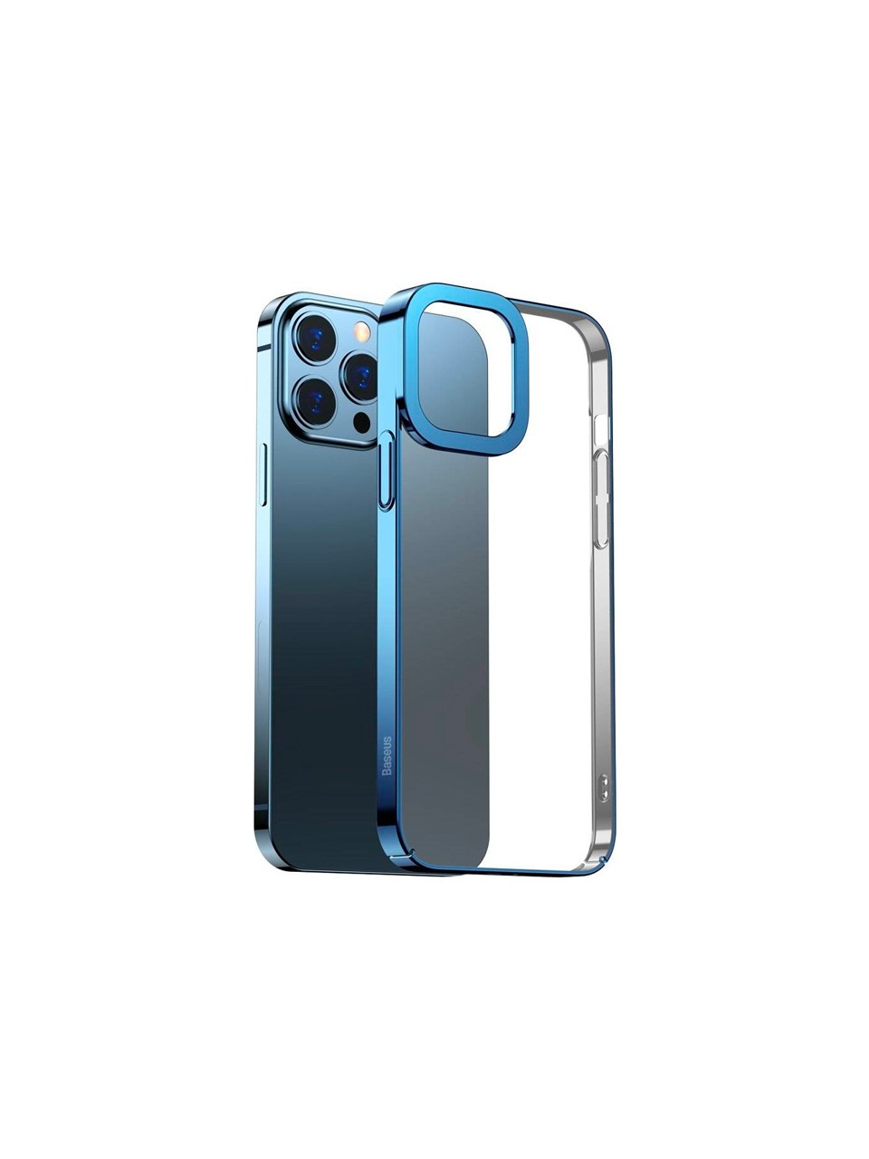 Coque Baseus Glitter iPhone 13 Pro – transparente à bords bleus