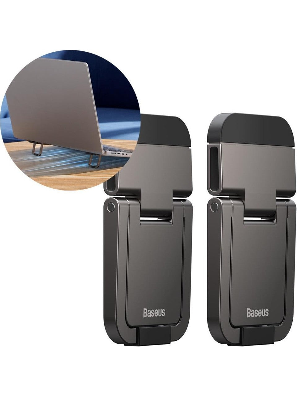 Support d'ordinateur portable Baseus Ultra Mini – 5 mm, pliable, adhésif, lot de 2
