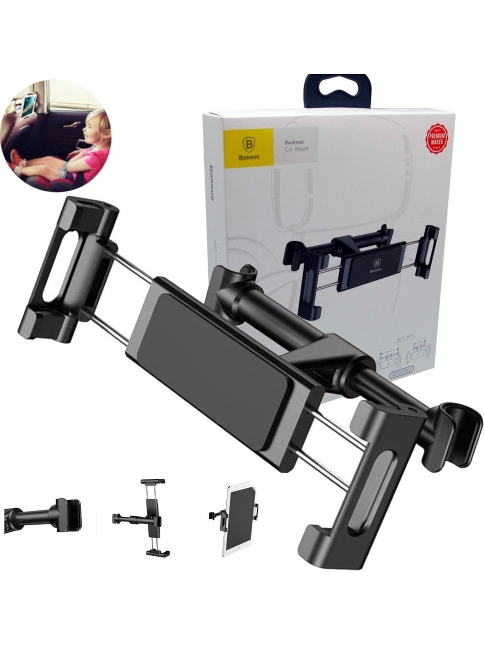 Support téléphone et tablette pour dossier de siège auto Baseus – 12,9 pouces, rotation à 360 degrés