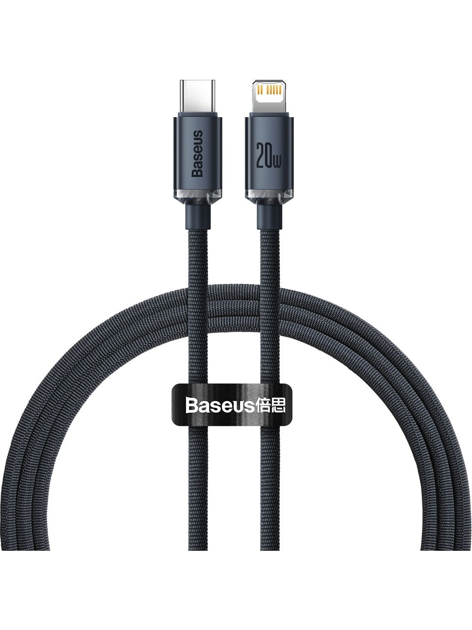 Câble de charge Baseus Crystal Shine 20 W Type-C vers Lightning 120 cm - Noir