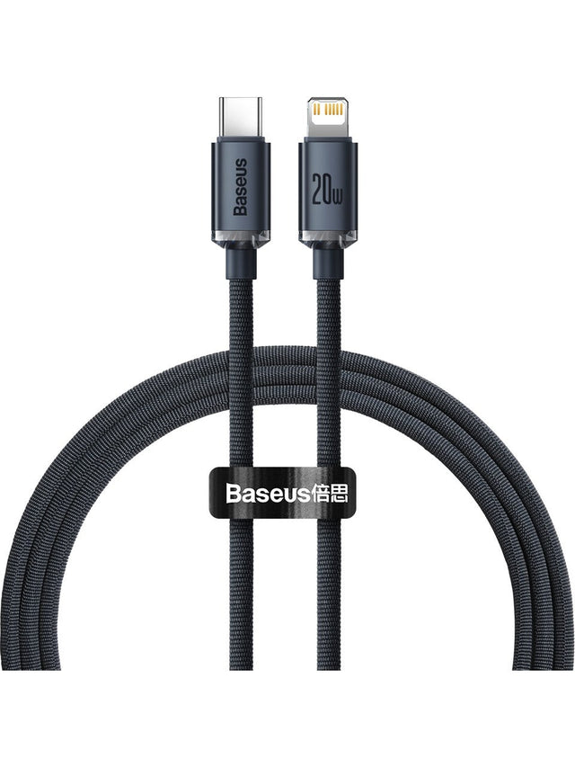 Câble de charge Baseus Crystal Shine 20 W Type-C vers Lightning 120 cm - Noir