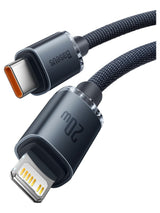 Câble de charge Baseus Crystal Shine 20 W Type-C vers Lightning 120 cm - Noir