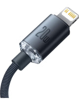 Câble de charge Baseus Crystal Shine 20 W Type-C vers Lightning 120 cm - Noir